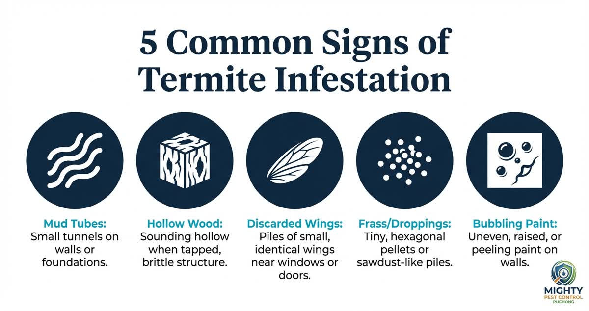 5 common signs of termite infestation infographic